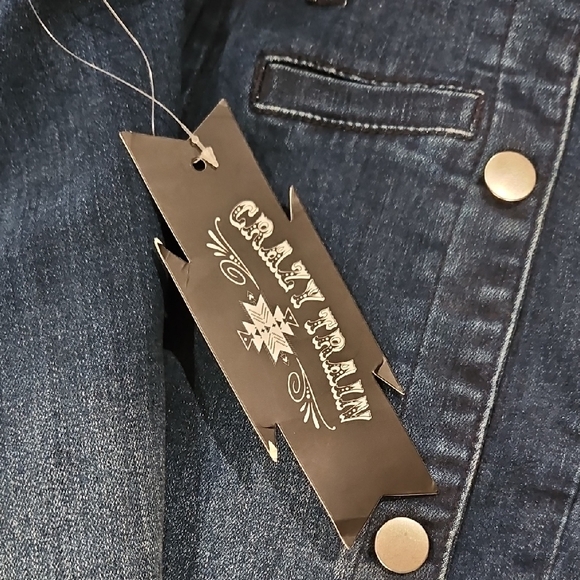 Crazy Train Dark Blue Flare Jeans with White Accents - Picture 2 of 5